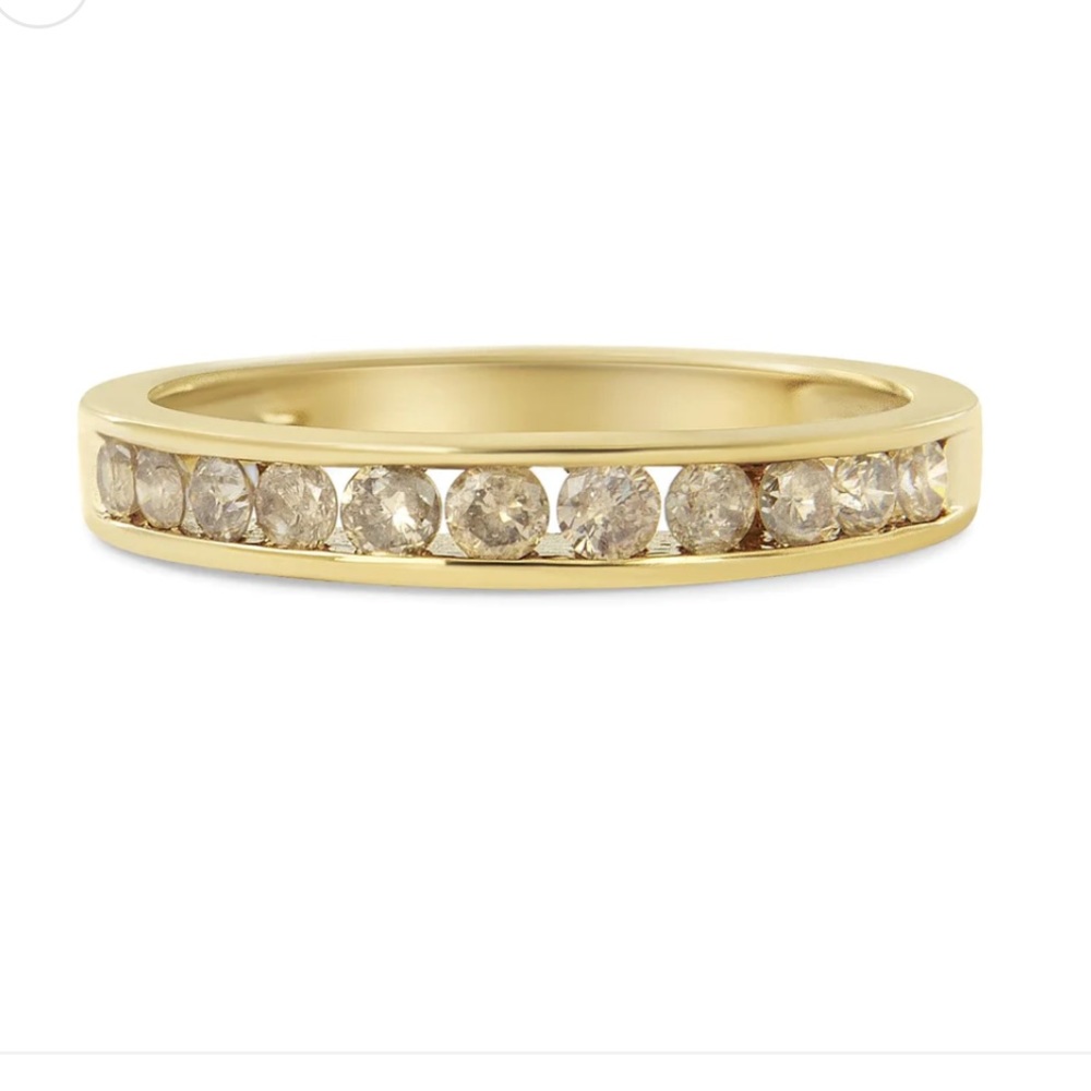 Haus of Brilliance 14K Yellow Gold Channel Set Champagne Diamond Band Ring Sz 5 - Picture 4 of 6